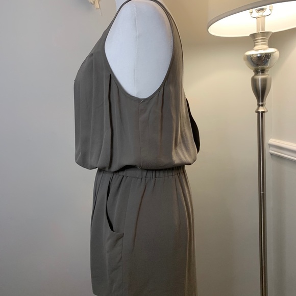 EVER Pierre Draped Silk Button Front Grey Dress Size Small - Picture 4 of 10